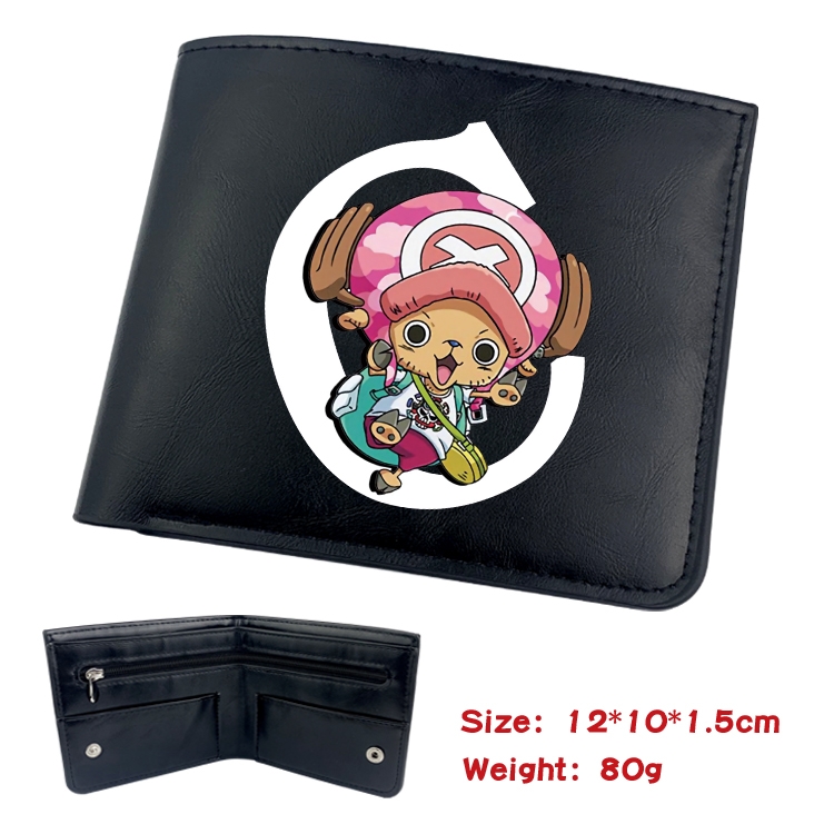 One Piece Animation soft leather inner buckle black leather wallet 12X10X1.5CM