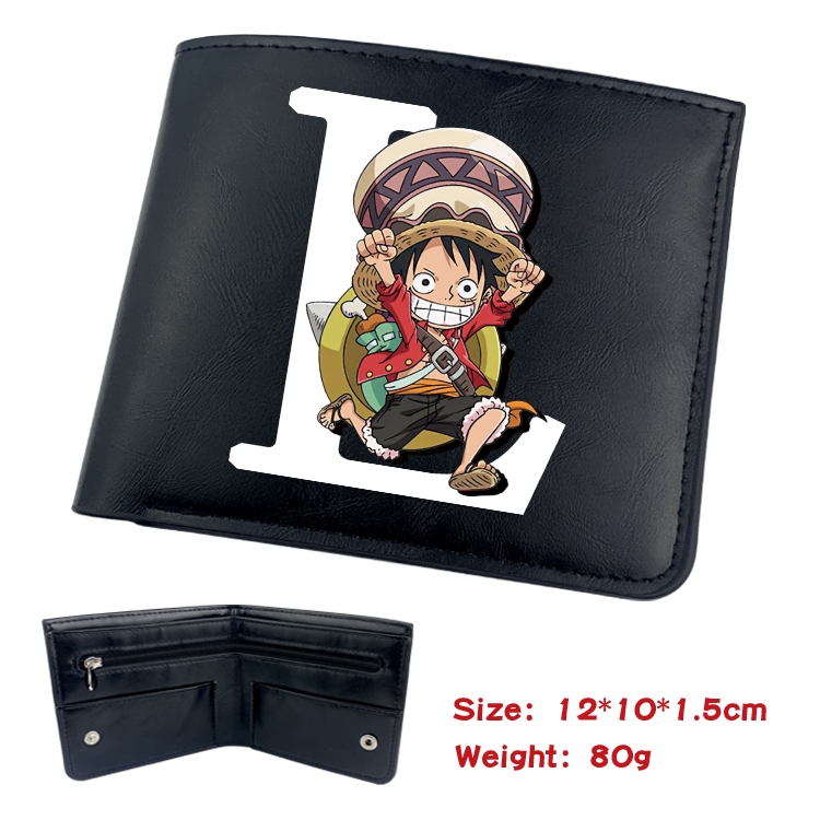 One Piece Animation soft leather inner buckle black leather wallet 12X10X1.5CM