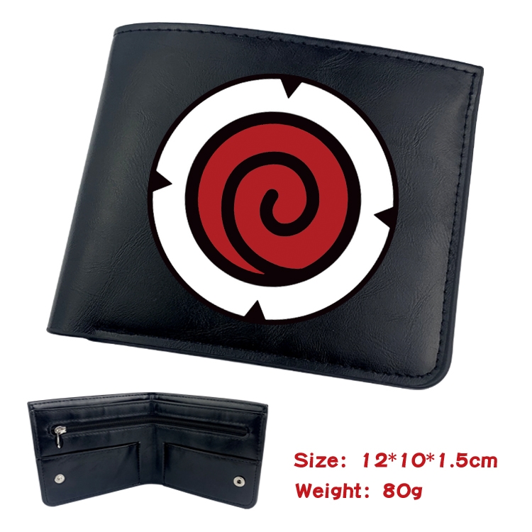 Naruto Animation soft leather inner buckle black leather wallet 12X10X1.5CM