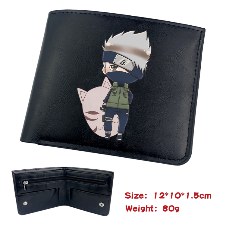 Naruto Animation soft leather inner buckle black leather wallet 12X10X1.5CM