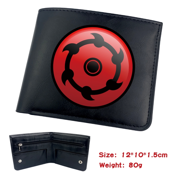 Naruto Animation soft leather inner buckle black leather wallet 12X10X1.5CM