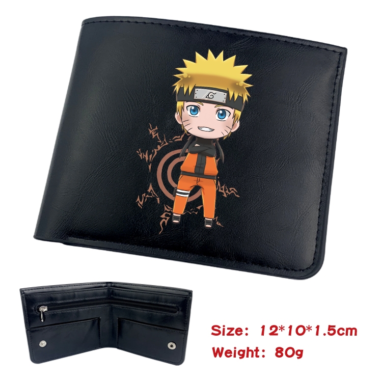 Naruto Animation soft leather inner buckle black leather wallet 12X10X1.5CM