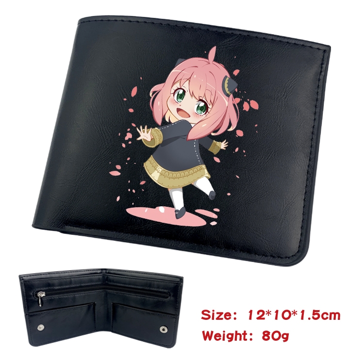 SPY×FAMILY  Animation soft leather inner buckle black leather wallet 12X10X1.5CM