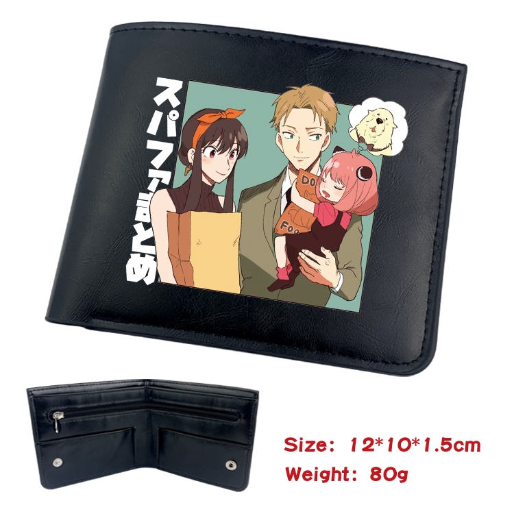 SPY×FAMILY  Animation soft leather inner buckle black leather wallet 12X10X1.5CM