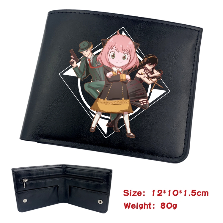 SPY×FAMILY  Animation soft leather inner buckle black leather wallet 12X10X1.5CM