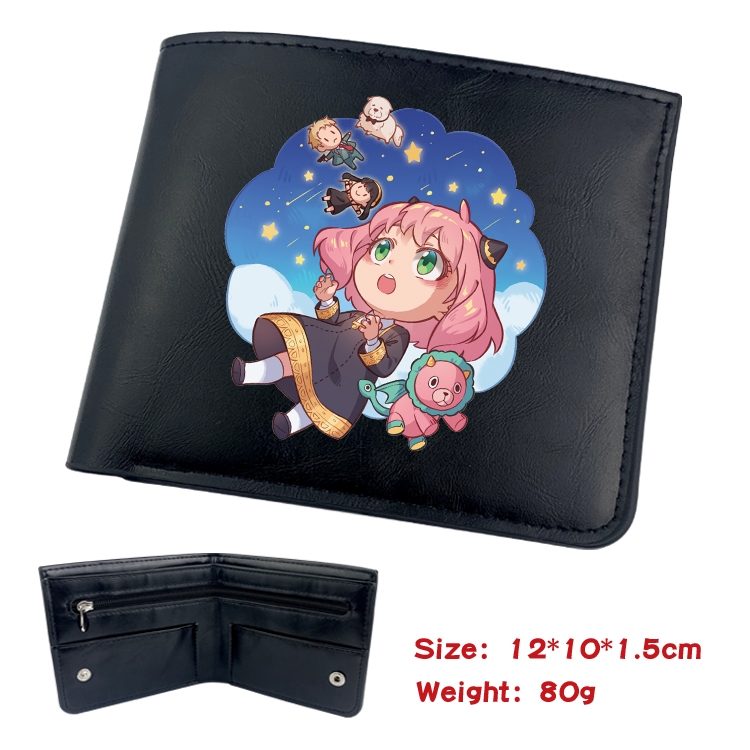 SPY×FAMILY  Animation soft leather inner buckle black leather wallet 12X10X1.5CM