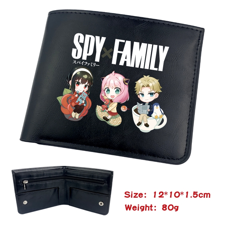 SPY×FAMILY  Animation soft leather inner buckle black leather wallet 12X10X1.5CM