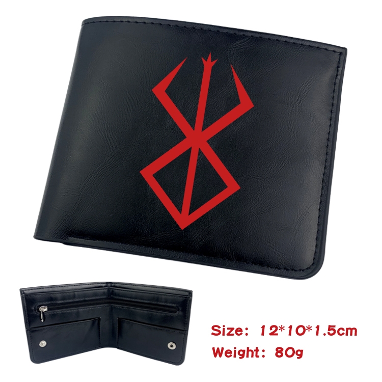 Berserk Animation soft leather inner buckle black leather wallet 12X10X1.5CM