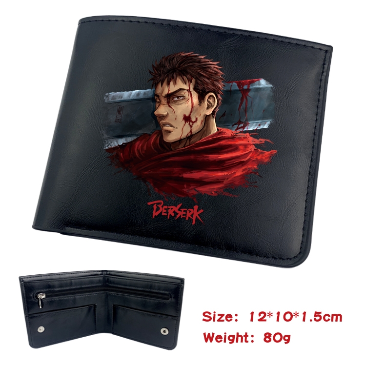 Berserk Animation soft leather inner buckle black leather wallet 12X10X1.5CM