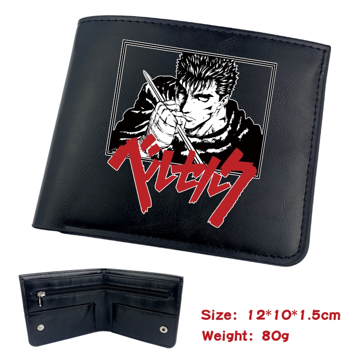 Berserk Animation soft leather inner buckle black leather wallet 12X10X1.5CM