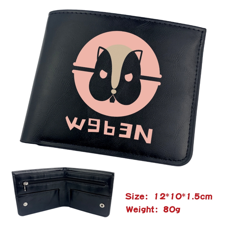 Lycoris Recoil Animation soft leather inner buckle black leather wallet 12X10X1.5CM