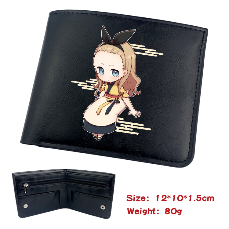 Lycoris Recoil Animation soft leather inner buckle black leather wallet 12X10X1.5CM