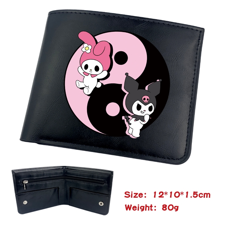 Fantasy magic melody Animation soft leather inner buckle black leather wallet 12X10X1.5CM