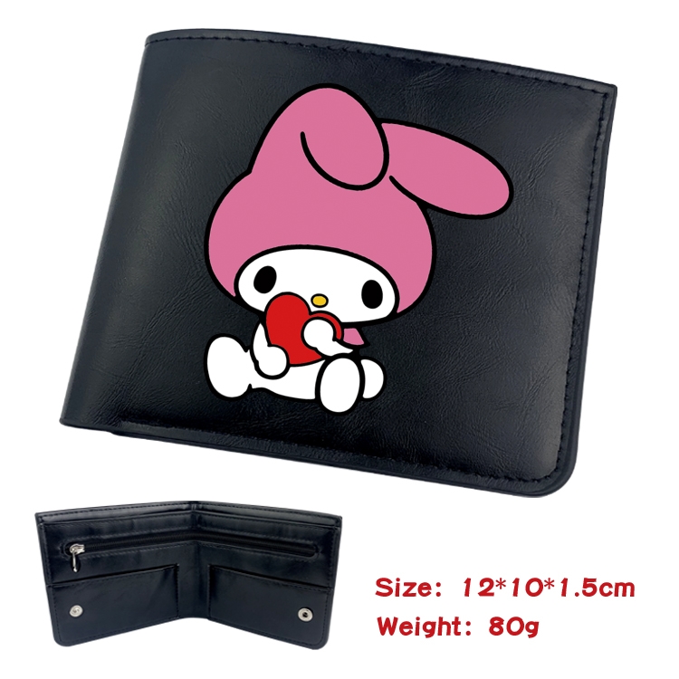 Fantasy magic melody Animation soft leather inner buckle black leather wallet 12X10X1.5CM