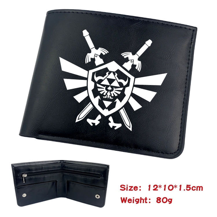 The Legend of Zelda Animation soft leather inner buckle black leather wallet 12X10X1.5CM