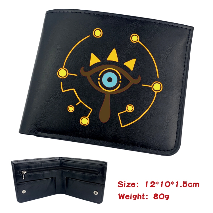 The Legend of Zelda Animation soft leather inner buckle black leather wallet 12X10X1.5CM