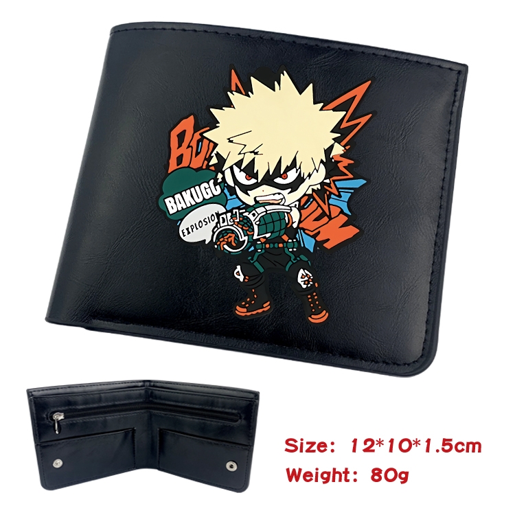 My Hero Academia Animation soft leather inner buckle black leather wallet 12X10X1.5CM