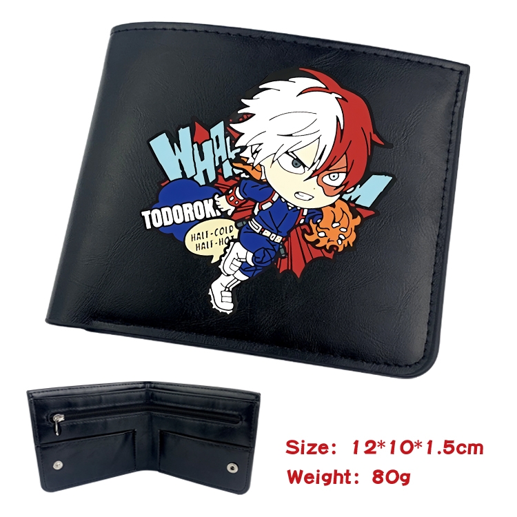 My Hero Academia Animation soft leather inner buckle black leather wallet 12X10X1.5CM