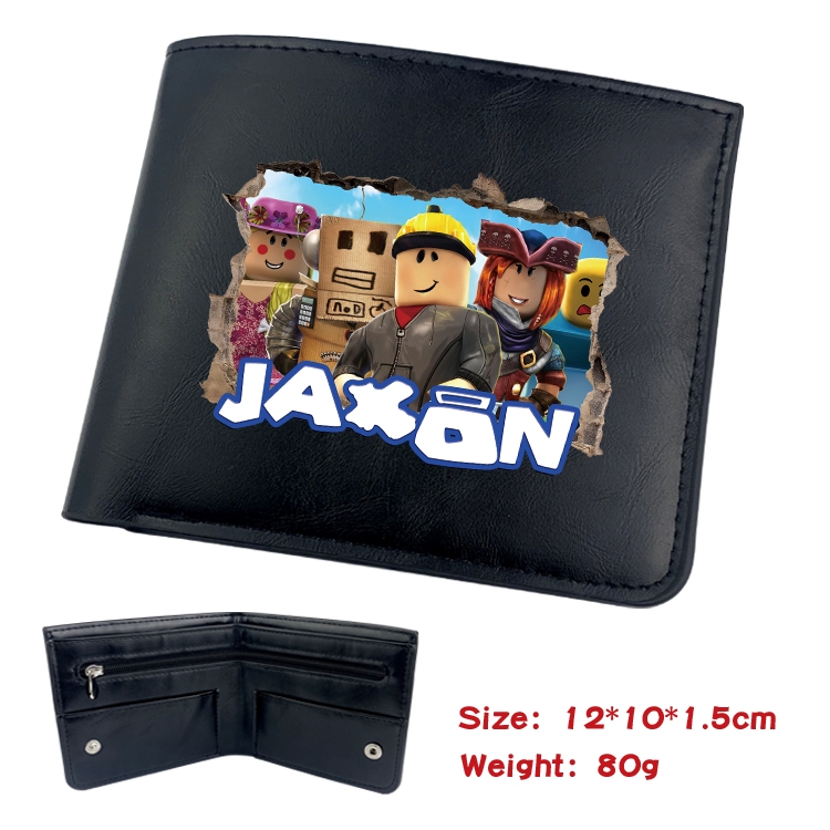 Robllox Animation soft leather inner buckle black leather wallet 12X10X1.5CM