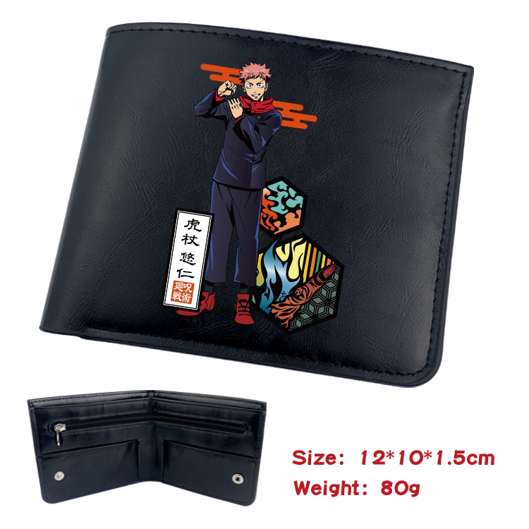 Jujutsu Kaisen  Animation soft leather inner buckle black leather wallet 12X10X1.5CM