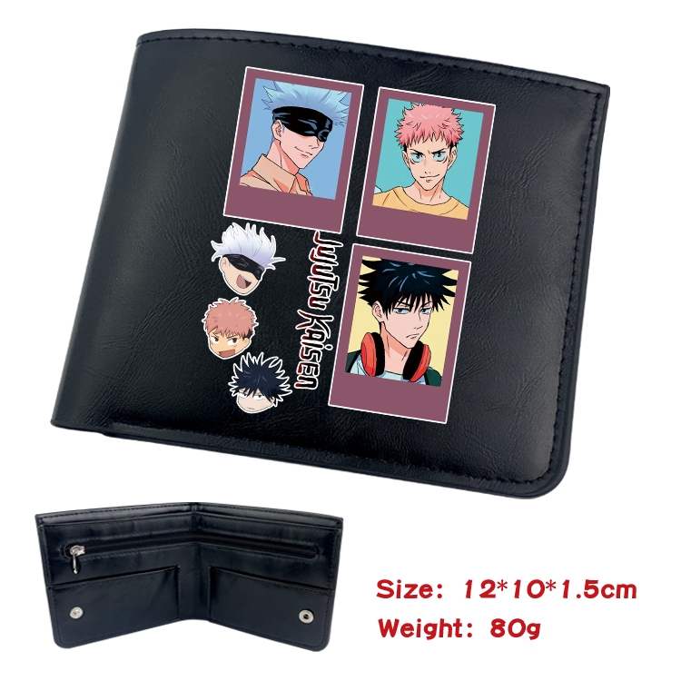 Jujutsu Kaisen  Animation soft leather inner buckle black leather wallet 12X10X1.5CM