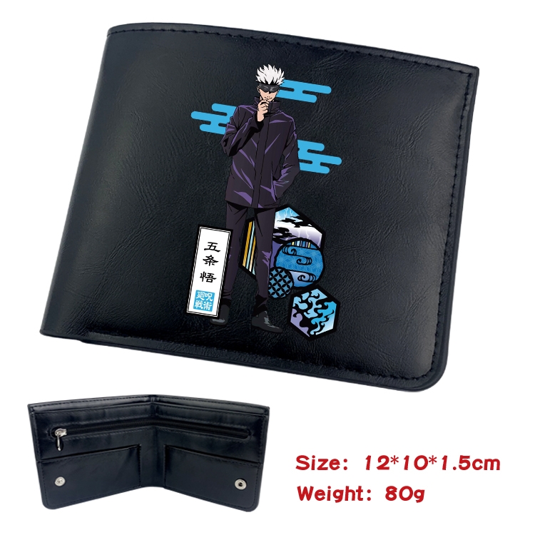 Jujutsu Kaisen  Animation soft leather inner buckle black leather wallet 12X10X1.5CM