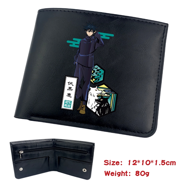 Jujutsu Kaisen  Animation soft leather inner buckle black leather wallet 12X10X1.5CM