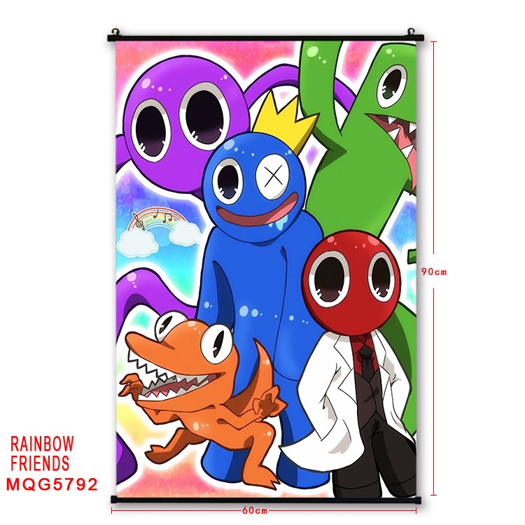 Rainbow friends Anime black Plastic rod Cloth painting Wall Scroll 60X90CM  MQG-5792