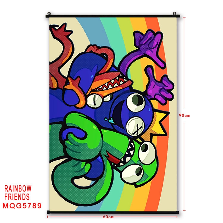 Rainbow friends Anime black Plastic rod Cloth painting Wall Scroll 60X90CM MQG-5789