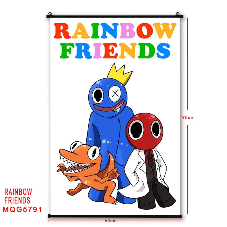 Rainbow friends Anime black Plastic rod Cloth painting Wall Scroll 60X90CM MQG-5791