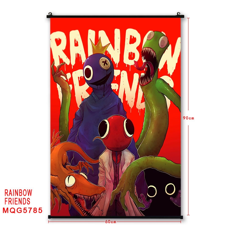 Rainbow friends Anime black Plastic rod Cloth painting Wall Scroll 60X90CM MQG-5785