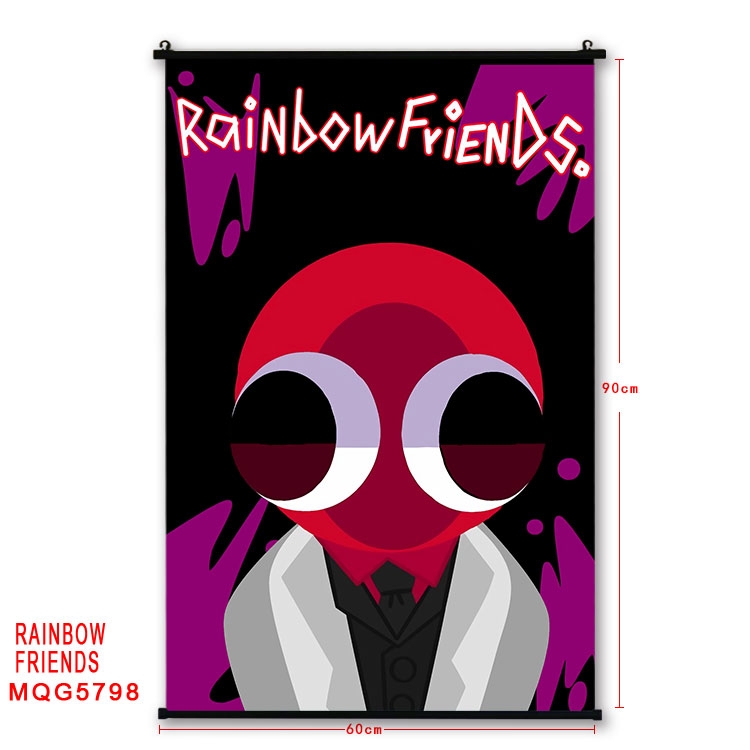 Rainbow friends Anime black Plastic rod Cloth painting Wall Scroll 60X90CM MQG-5798