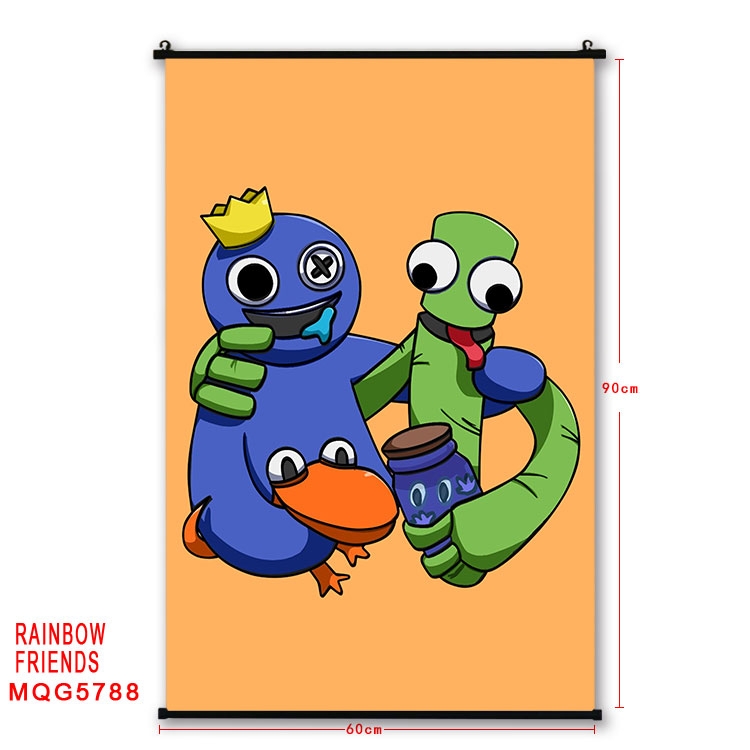 Rainbow friends Anime black Plastic rod Cloth painting Wall Scroll 60X90CM MQG-5788