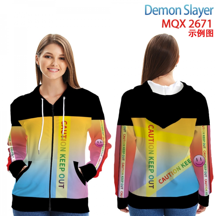 Demon Slayer Kimets Anime Zip patch pocket sweatshirt jacket Hoodie from 2XS to 4XL MQX-2671