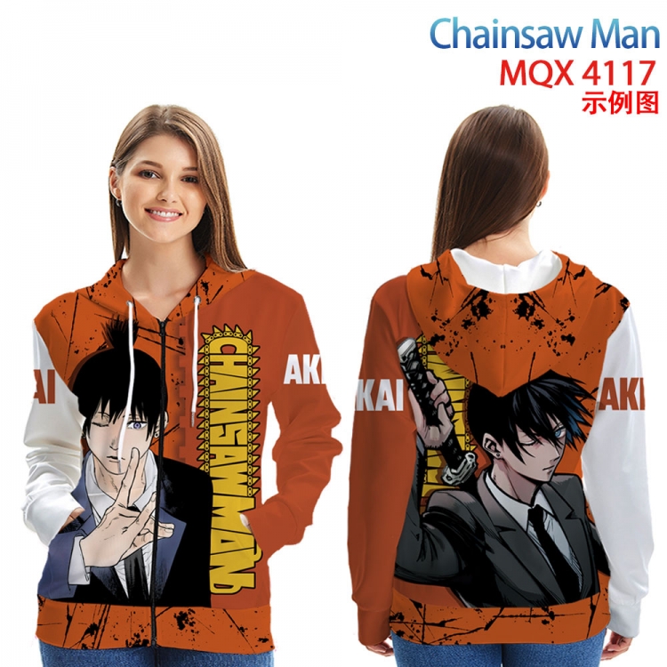 Chainsaw man Anime Zip patch pocket sweatshirt jacket Hoodie from 2XS to 4XL   MQX-4117