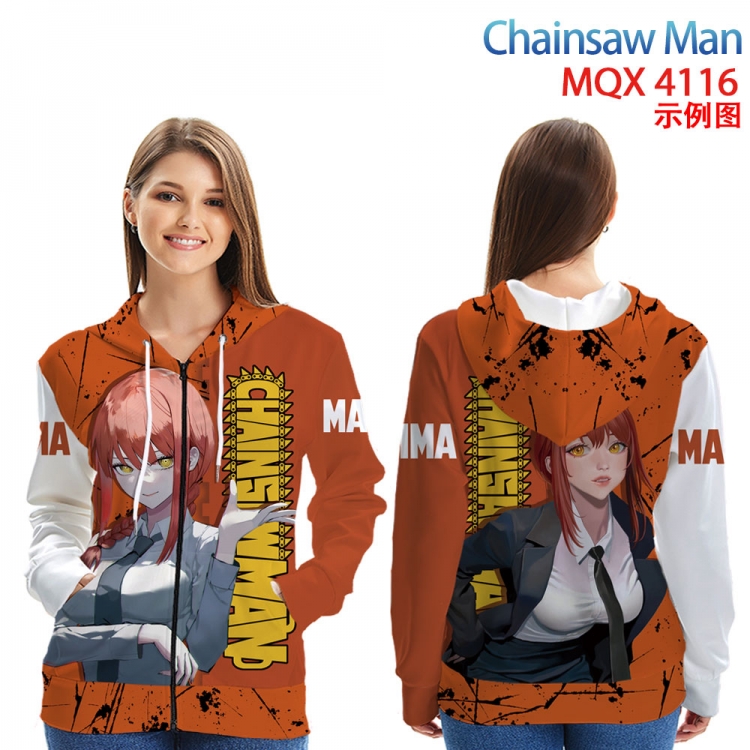 Chainsaw man Anime Zip patch pocket sweatshirt jacket Hoodie from 2XS to 4XL   MQX-4116