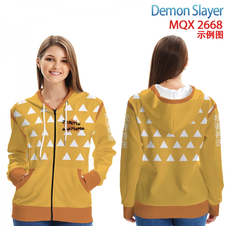 Demon Slayer Kimets Anime Zip patch pocket sweatshirt jacket Hoodie from 2XS to 4XL  MQX-2668