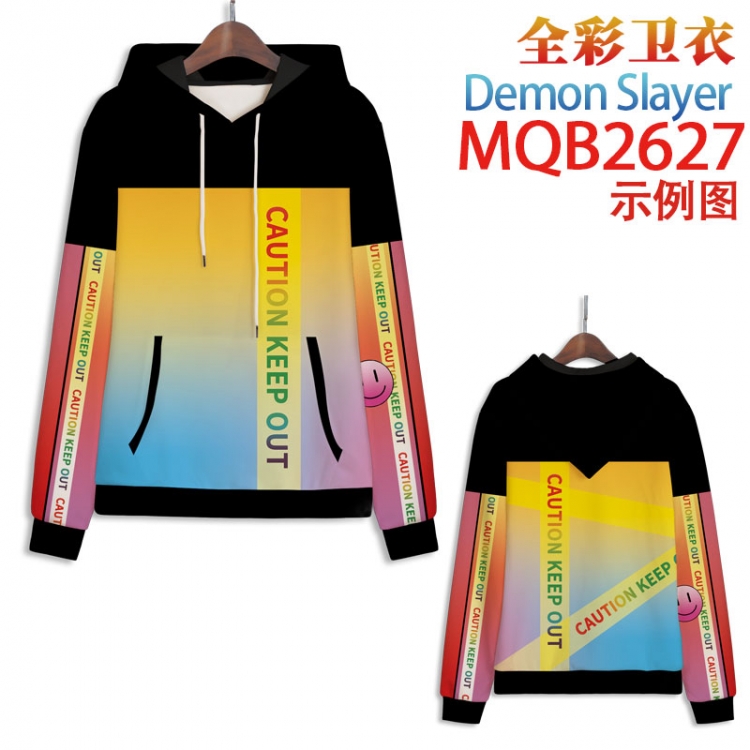 Demon Slayer Kimets Full color long sleeve hooded patch pocket sweater from 2XS to 4XL MQB-2627