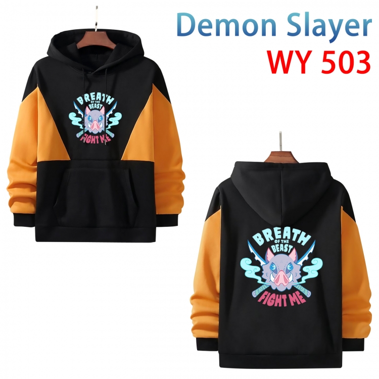 Demon Slayer Kimets Cotton color contrast patch pocket sweater  from S to 3XL WY-503