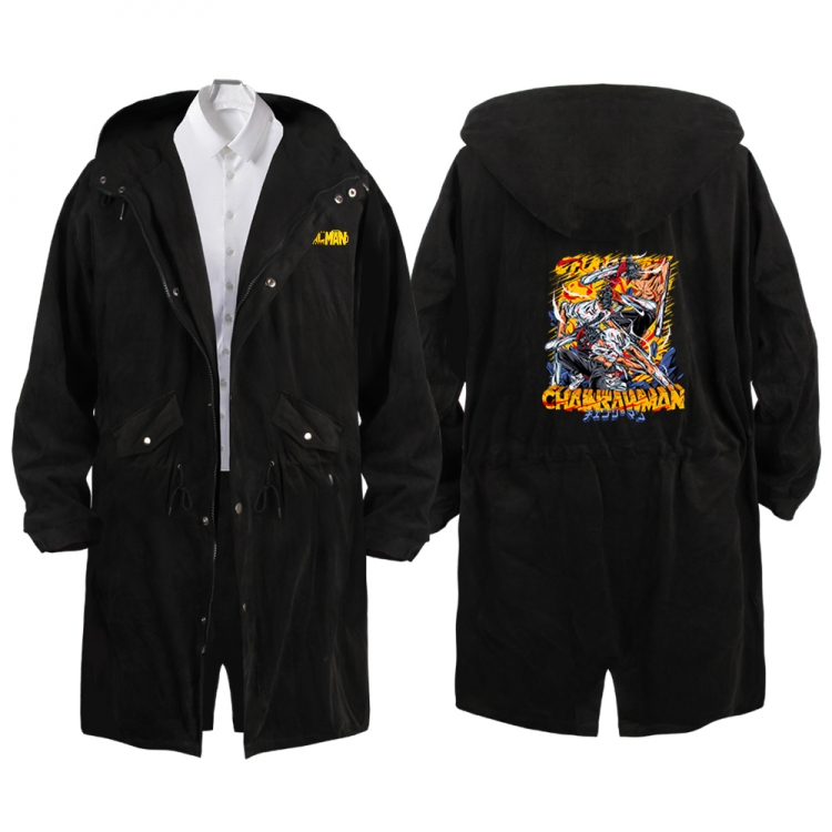 Chainsaw man Anime Peripheral Hooded Long Windbreaker Jacket from S to 3XL