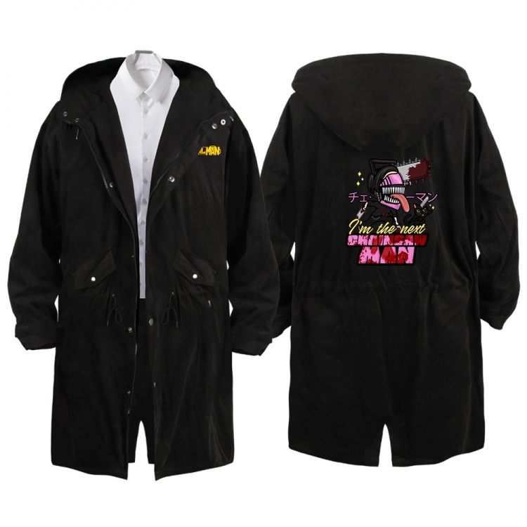 Chainsaw man Anime Peripheral Hooded Long Windbreaker Jacket from S to 3XL