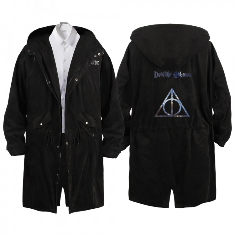 Harry Potter Anime Peripheral Hooded Long Windbreaker Jacket from S to 3XL