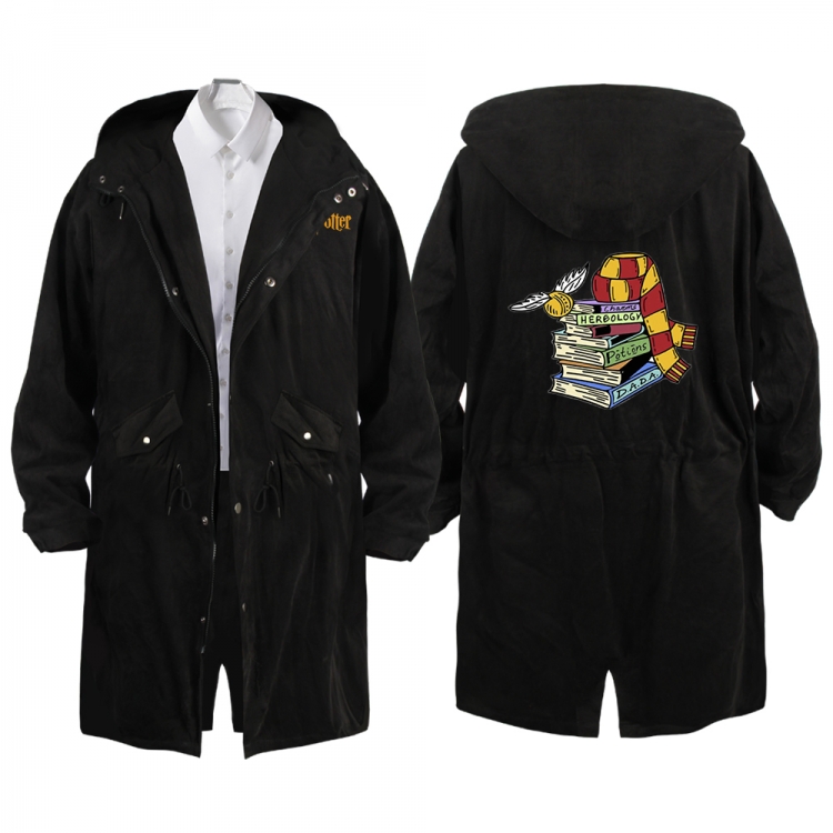 Harry Potter Anime Peripheral Hooded Long Windbreaker Jacket from S to 3XL