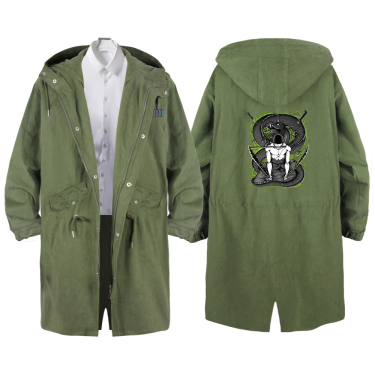 One Piece Anime Peripheral Hooded Long Windbreaker Jacket from S to 3XL