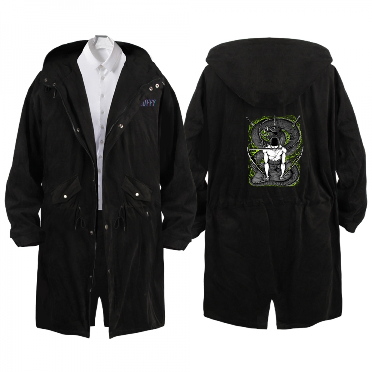 One Piece Anime Peripheral Hooded Long Windbreaker Jacket from S to 3XL