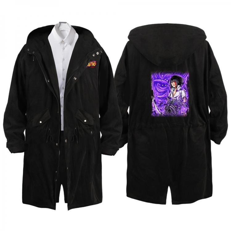 Naruto Anime Peripheral Hooded Long Windbreaker Jacket from S to 3XL