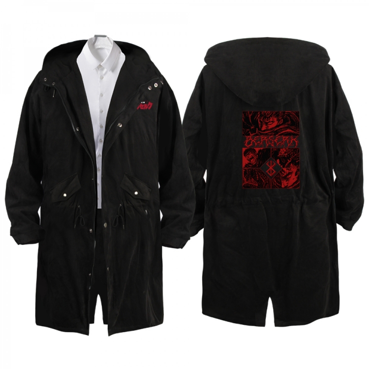 BERSERK Anime Peripheral Hooded Long Windbreaker Jacket from S to 3XL