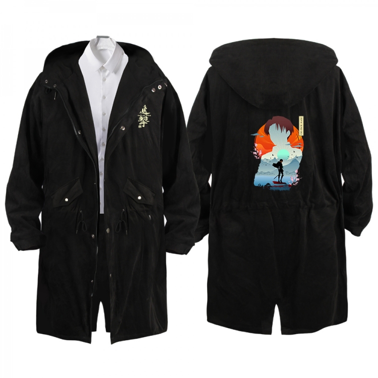 Shingeki no Kyojin Anime Peripheral Hooded Long Windbreaker Jacket from S to 3XL