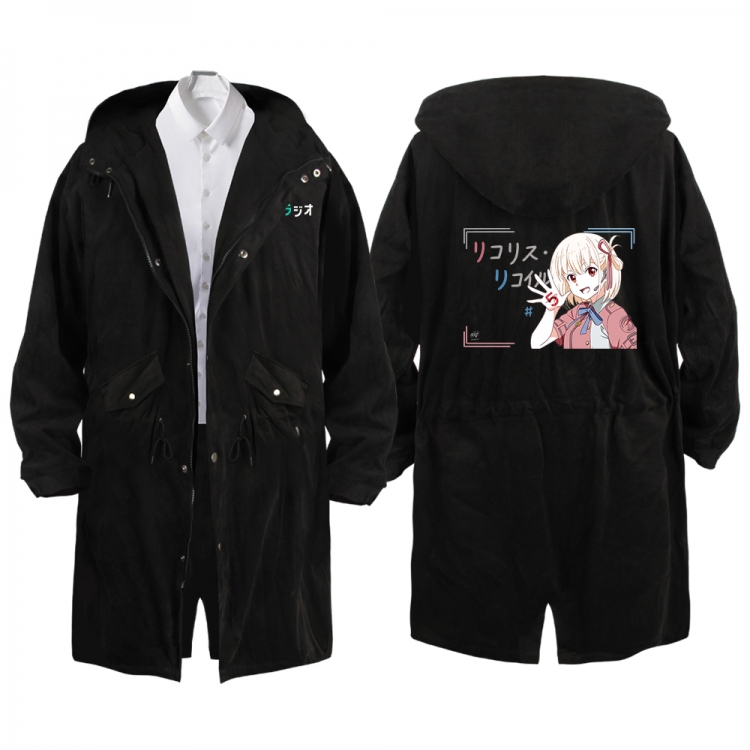 Lycoris Recoil Anime Peripheral Hooded Long Windbreaker Jacket from S to 3XL