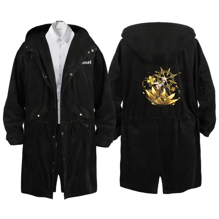 Genshin Impact Anime Peripheral Hooded Long Windbreaker Jacket from S to 3XL